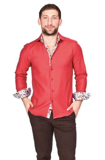 Red Sport Fit Casual Shirt Tough Men's Military