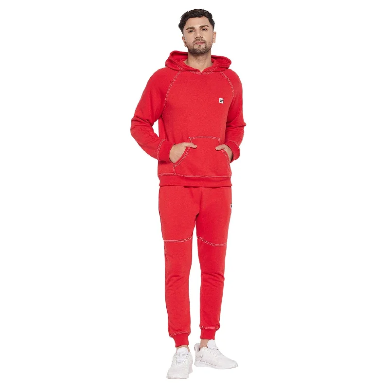 Red Oversized Contrast Stitch Combo Tracksuit Relaxed Men's Australian 