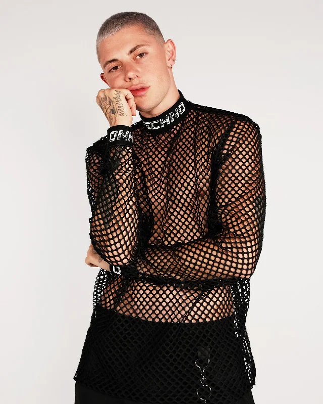 Dusk Till Dawn Techno Fishnet Long Sleeve Shirt Business