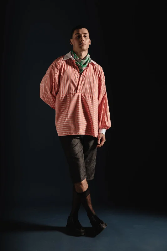 Cloud Shirt Striped Coral Sophisticated Men's French