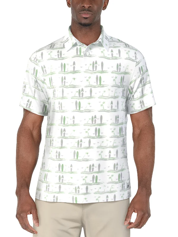 Men's Short Sleeve Surfboard Conversational Printed Polo Trendy Men's Oversized