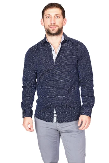 Blue Pattern Sport Fit Casual Shirt Tailored