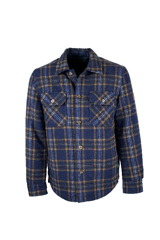 MJ001 - Men's Check Padded Overshirt - NAVY Masculine Men's Thick