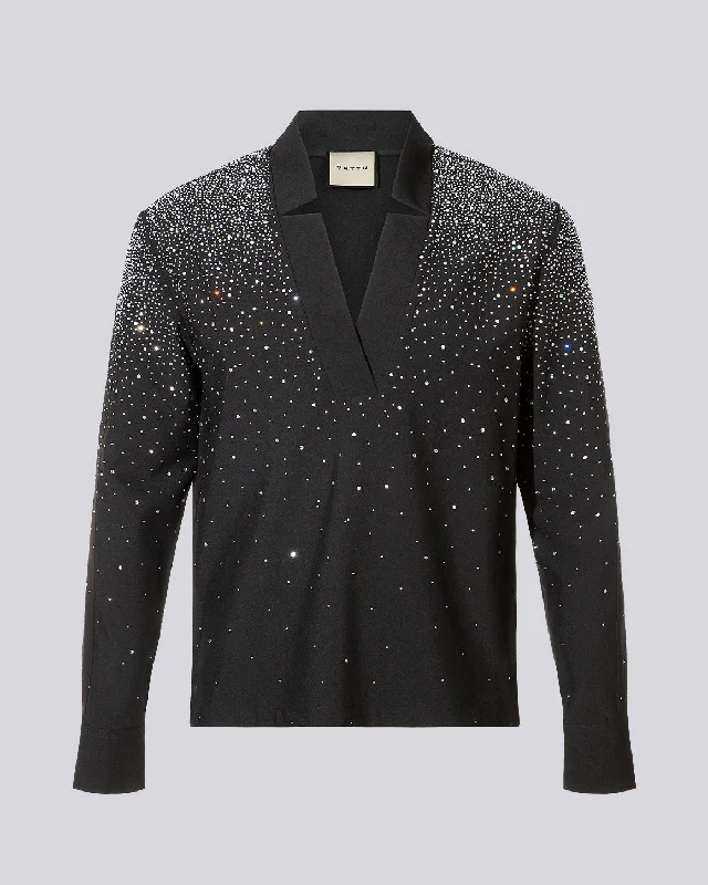 Star Neck Diamond Shirt Long Sleeve Dynamic Men's High