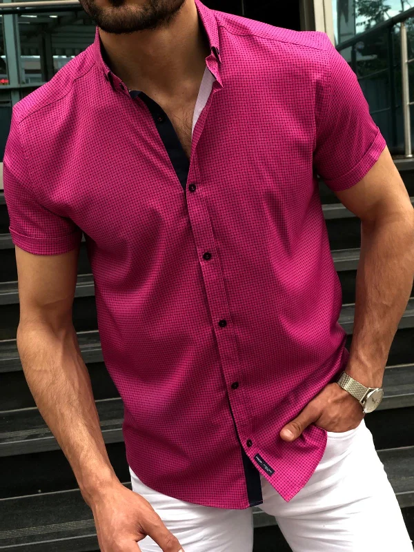 Blake Fuchsia Short Sleeved Shirt Practical Men's Multi