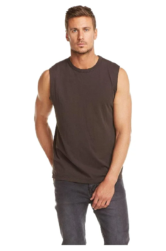 Chaser Cotton Muscle Tank In Vintage Black Hip Men's Retro