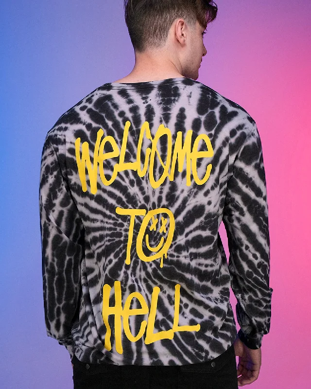 Space Yacht Welcome to Hell Black Cloud Tie Dye Tee Streetwear Style