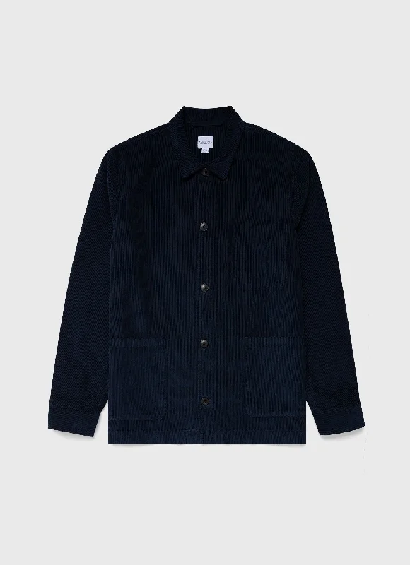 Men's Corduroy Twin Pocket Jacket in Navy Refined Men's Hand