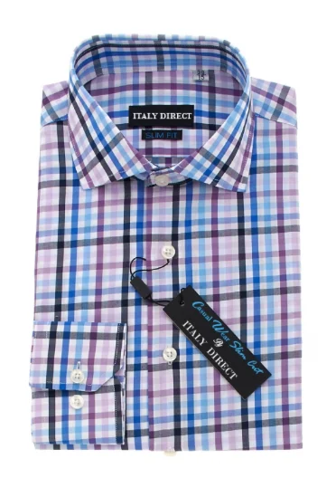 Multicolor Check Slim Fit Casual Shirt Elegant Men's Cashmere