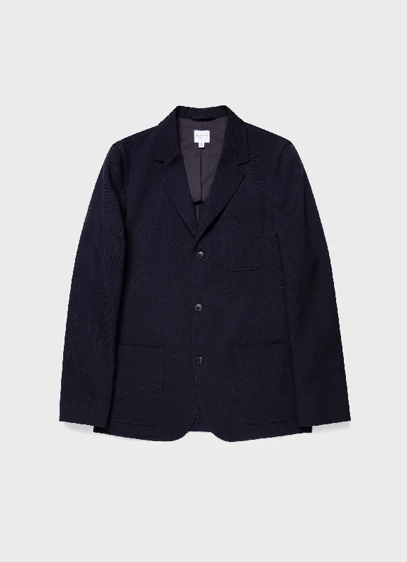 Men's Wool Twill Blazer in Dark Navy Classic Men's Pin