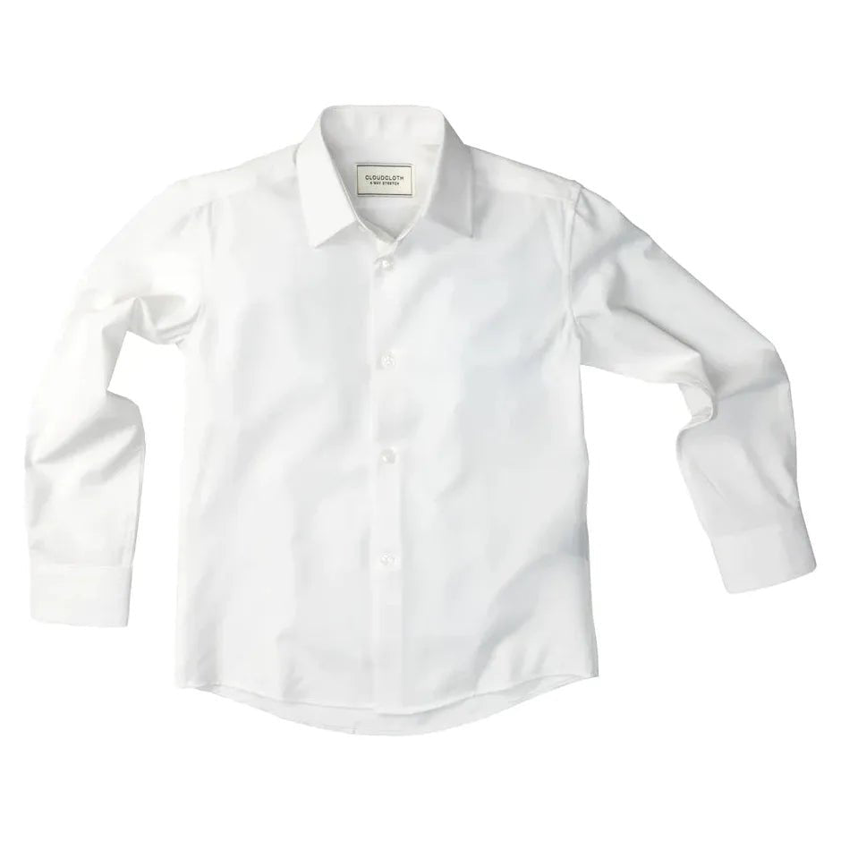 CloudCloth Boy's 4-Way Stretch Shirt | White Earthy Men's Sustainable 