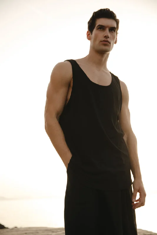 Sardinian Tank-Top Black Elegant Men's Cashmere