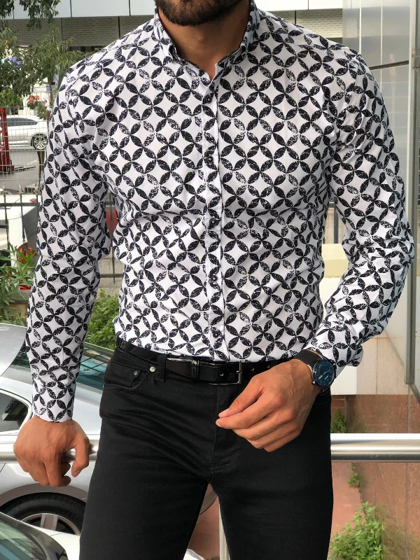 Toni Slim-Fit Patterned Shirt Black Vacation