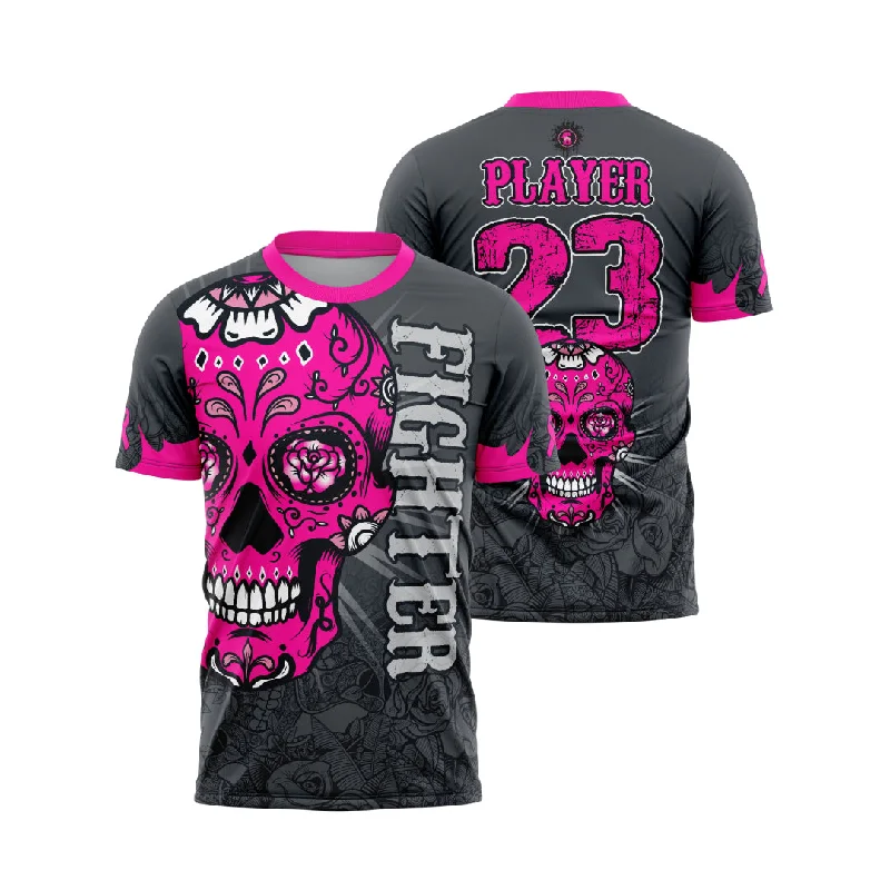 Sugar Skull Breast Cancer Awareness Men's full dye jersey Vintage Men's 1970S Disco