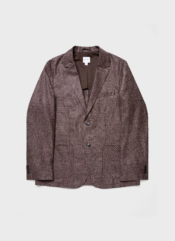 Men's Silk Linen Wool Blazer in Dark Sand Elegant Men's Formal 