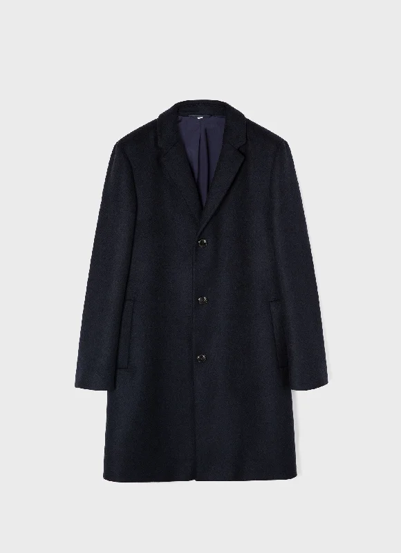 Men's Wool Cashmere Overcoat in Navy Refined Men's Velvet