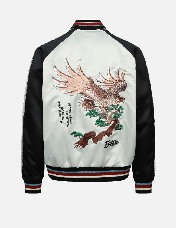 Eagle and Logo Embroidery Reversible Souvenir Jacket Beach