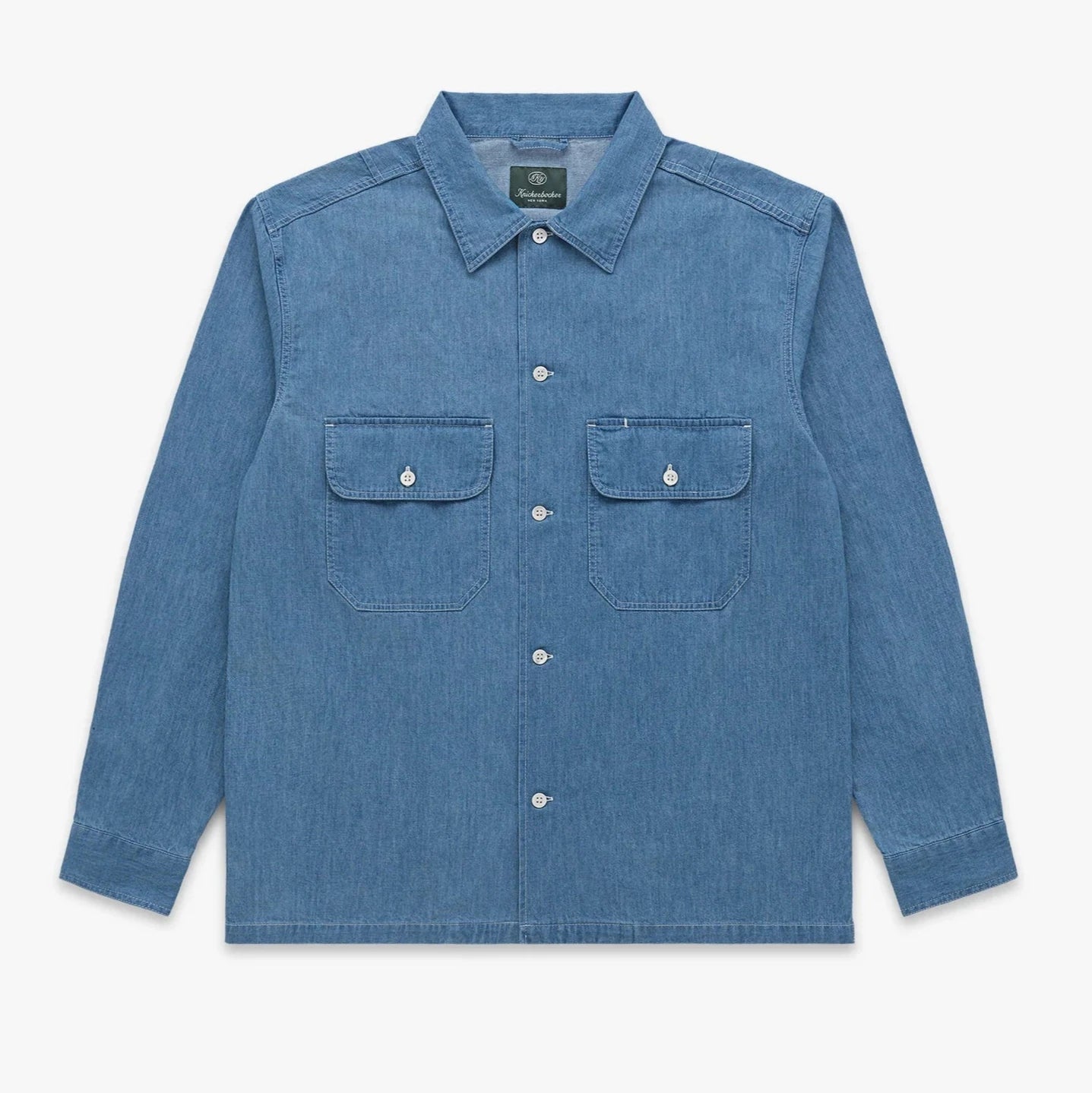 Knickerbocker - Service Denim Shirt in Light Wash Indigo Sleek Men's Contemporary 