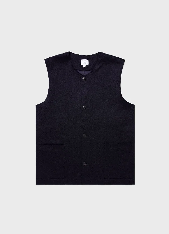 Men's Sunspel x Casely-Hayford Waistcoat in Navy Unique Men's Upcycled