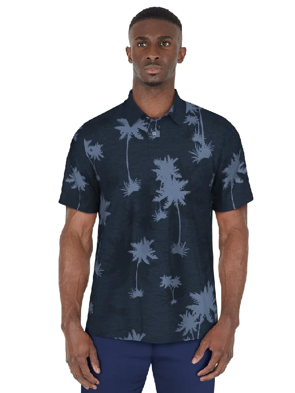 Men's Short Sleeve Oversized Palms Print Polo Sporty Men's Athleisure 