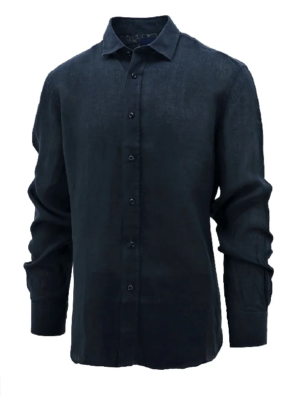 Daniel  Hechter Navy Linen Shirt Masculine Men's 