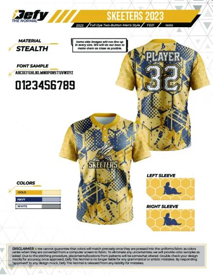 Skeeters Gold Honeycomb Men's Full-Dye Jersey Street