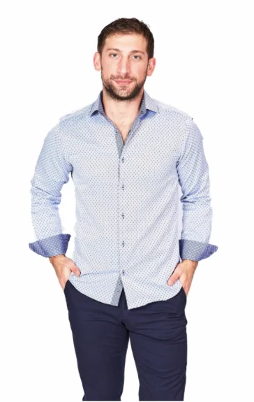 White & Blue Sport Fit Casual Shirt Adventure