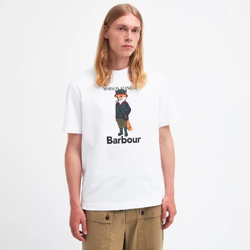 Barbour x Maison Kitsuné Beaufort Fox T-Shirt Classic White Laid