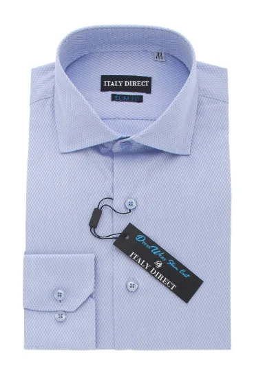 Blue Crosshatch Slim Fit Dress Shirt Cool Men's Skate