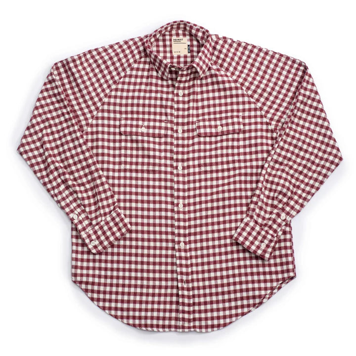 HEIMAT -  Arbeitshemd Work Shirt in Burgundy/Seashell Luxurious Men's High