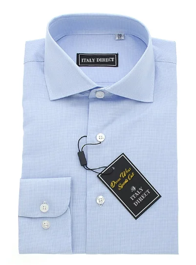 Light Blue Crosshatch Sport Fit Dress Shirt Artistic Men's Hand