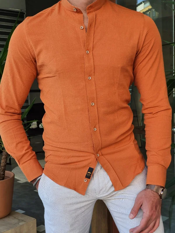 Bastoni Orange Slim Fit Long Sleeve Cotton Shirt Organic