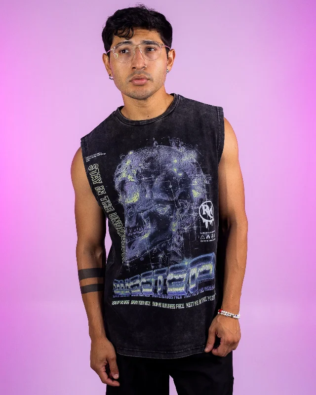 Acid Wash Dubstep Muscle Tee Casual Men's Short