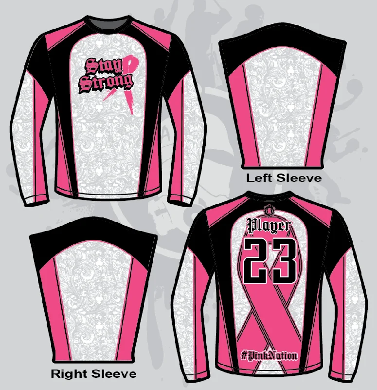 Stay Strong Mens Full Dye Jersey Long Sleeve Cancer Awareness Modern Men's 