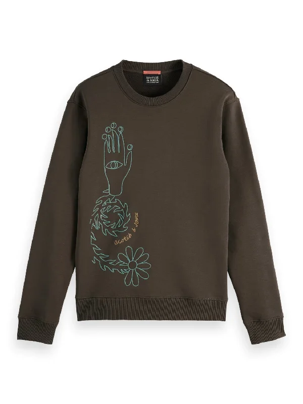 Scotch & Soda Embroidered Sweatshirt / Coffee Earthy Men's Sustainable 