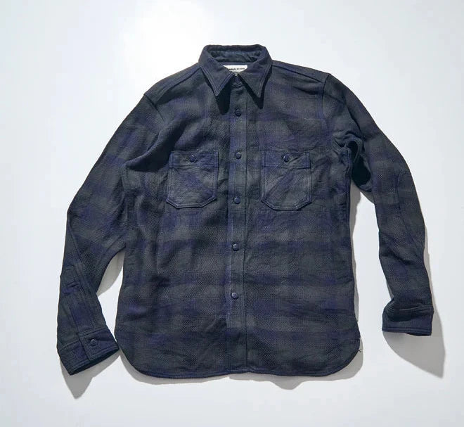 SAMURAI JEANS - SIN24-03W Rope Dyed Indigo Flannel Shirt Tailored