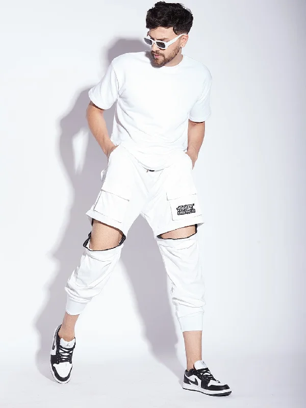 White Ninja Detachable Jogger Shorts Tough Men's Tactical