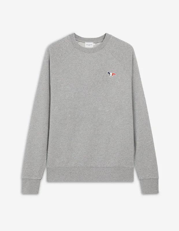 Tricolor Fox Patch Clean Sweatshirt Grey Melange Modern Men's Tech