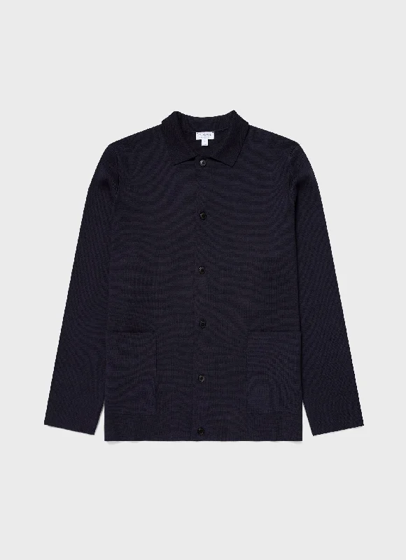 Men's Milano Knit Jacket in Navy Cool Men's Distressed