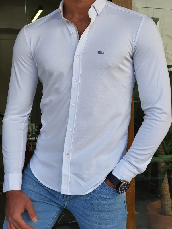 Bala White Slim Fit Long Sleeve Shirt Business