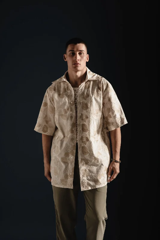 Arid Shirt Embroidered Beige Earthy Men's Hemp