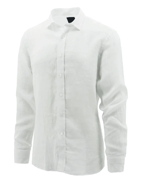 Daniel  Hechter White Linen Shirt Sporty Men's Tennis