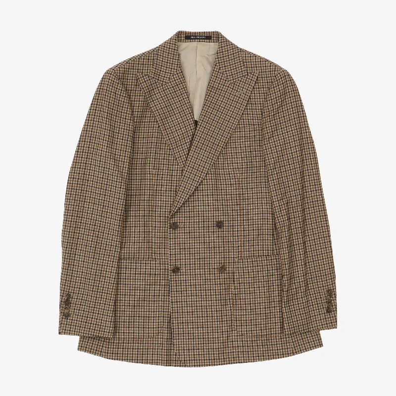 Wool Check DB Suit Earthy Men's Hemp