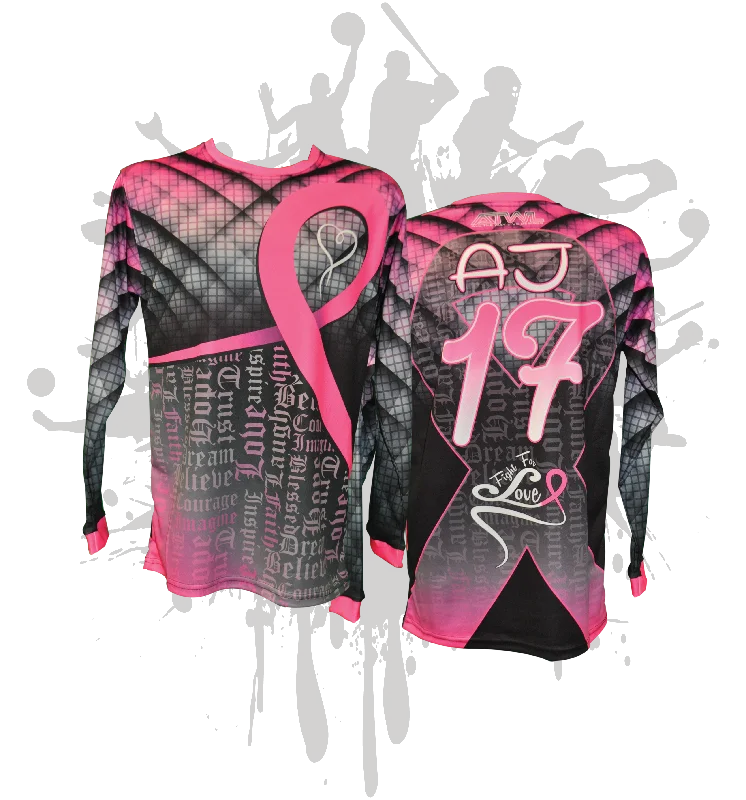 Fight For Love Cancer Awareness Mens Full Dye Long Sleeve Jersey Bold Men's Statement