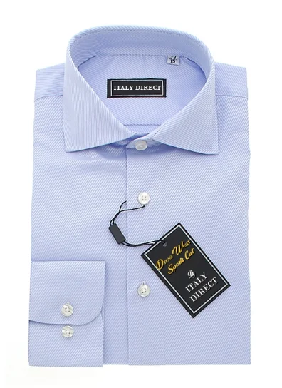 Light Blue Striped Sport Fit Dress Shirt Sleek Men's Metallic