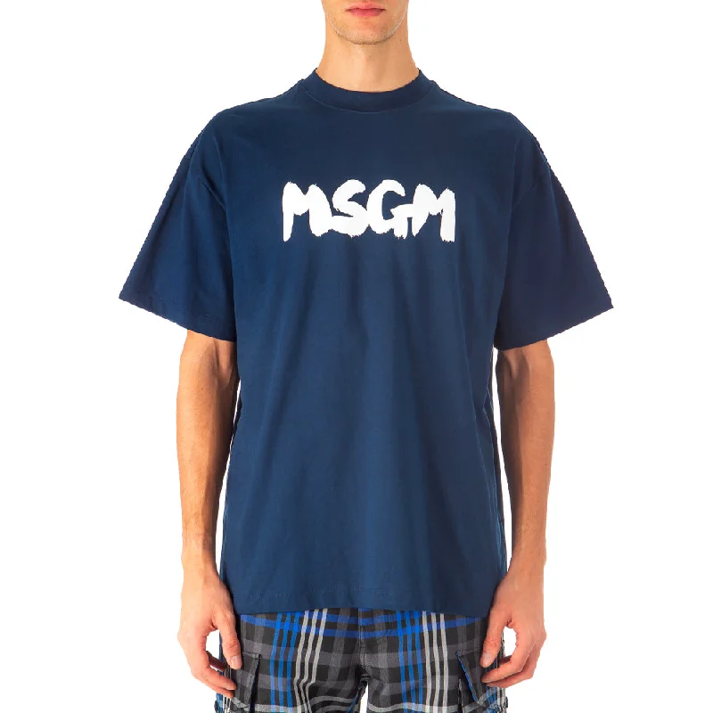 Men;s Brush Stroke Logo Print T-shirt Navy Lumberjack