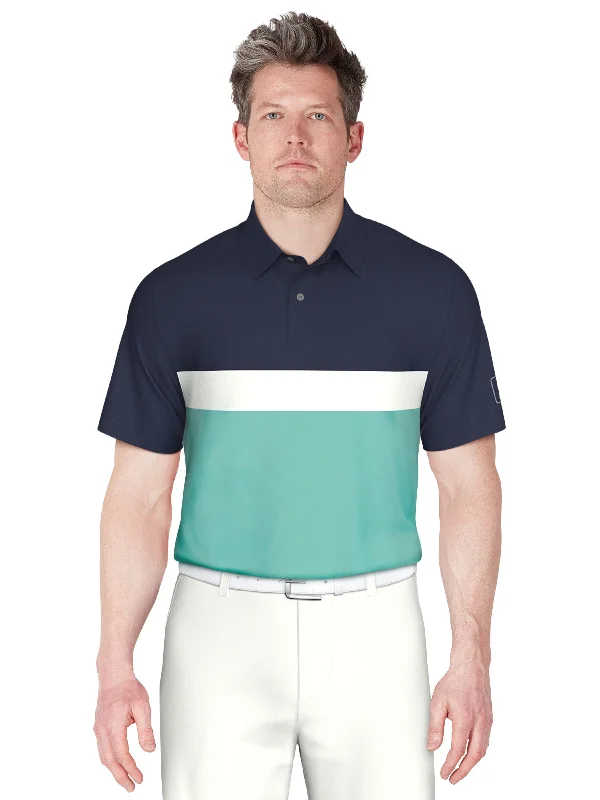 Men's Textured Color Block Golf Polo British Gentleman Style