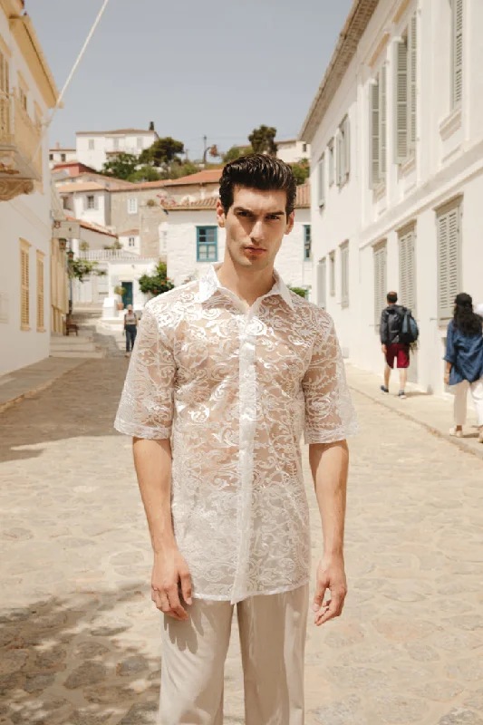 Anora Shirt  Lace White Refined Men's Hand