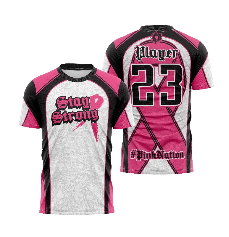 Stay Strong Mens Full Dye Jersey Cancer Awareness Lumberjack