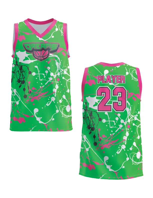 Hoop Dreams Neon Green Basketball Men's basketball  Full-Dye Jersey Cool Men's Distressed